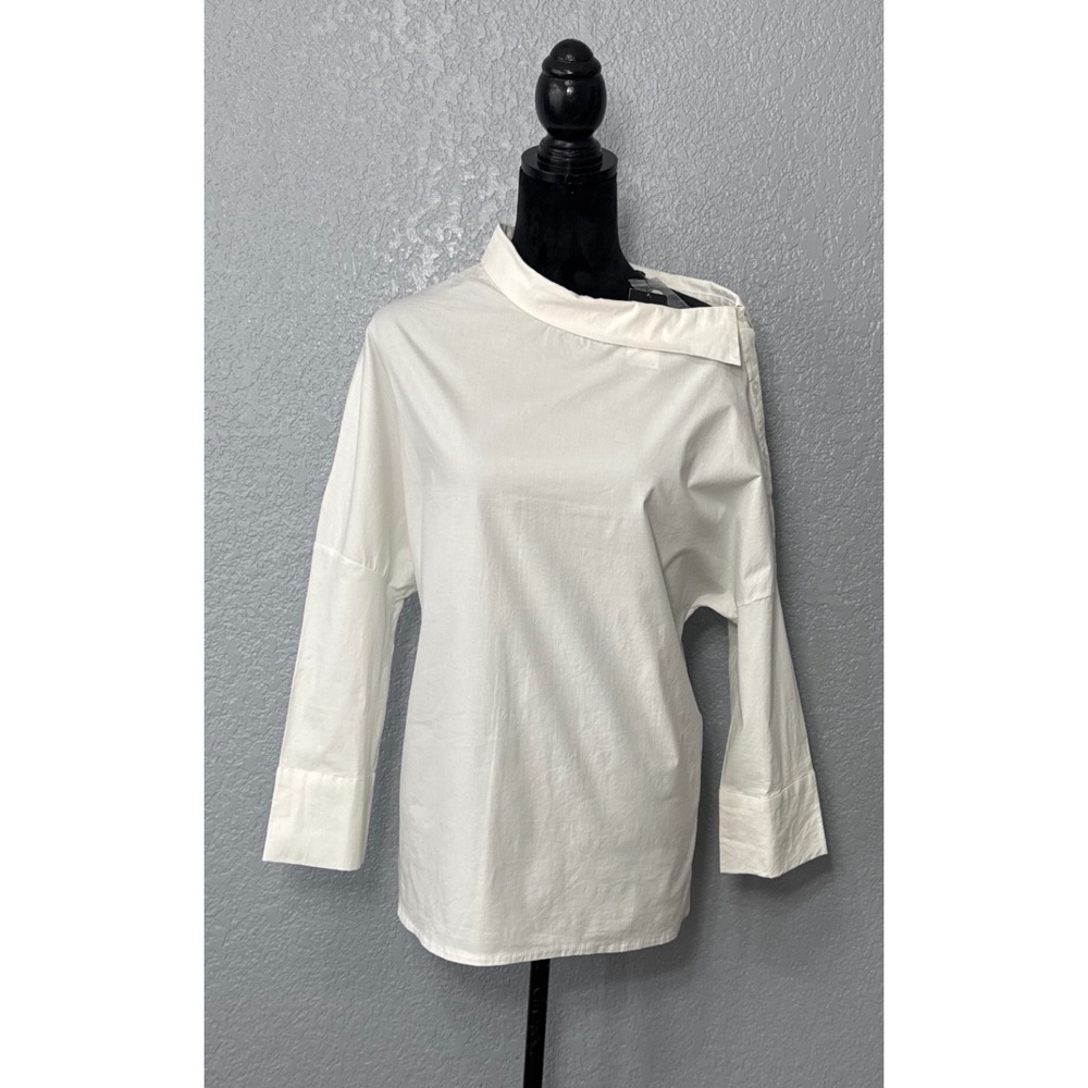 Kaktus Womens 1X White Asymmetrical Tunic 3/4 Sleeve Avant Garde NWT